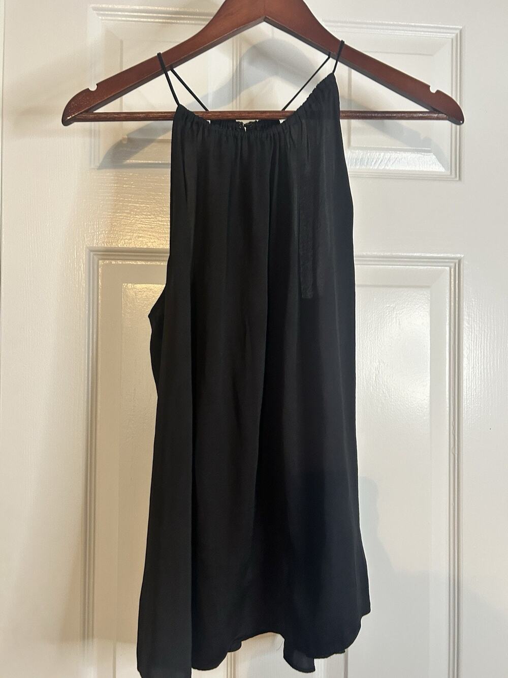 LOFT Outlet Petite LP Black Halter Tank Top Rayon Blend Flowing High Neck
